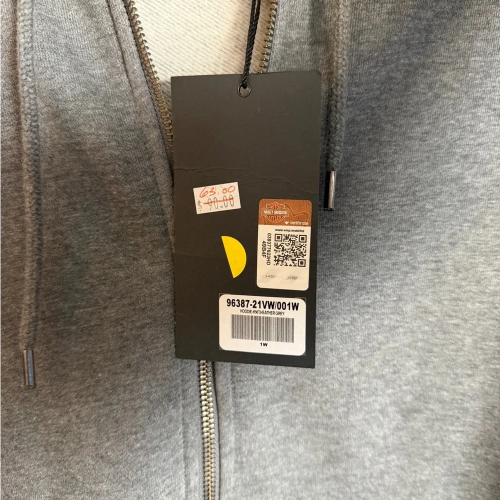 Harley-Davidson Gray Zip-Up Hoodie with Yellow & White Accents - Picture 4 of 5